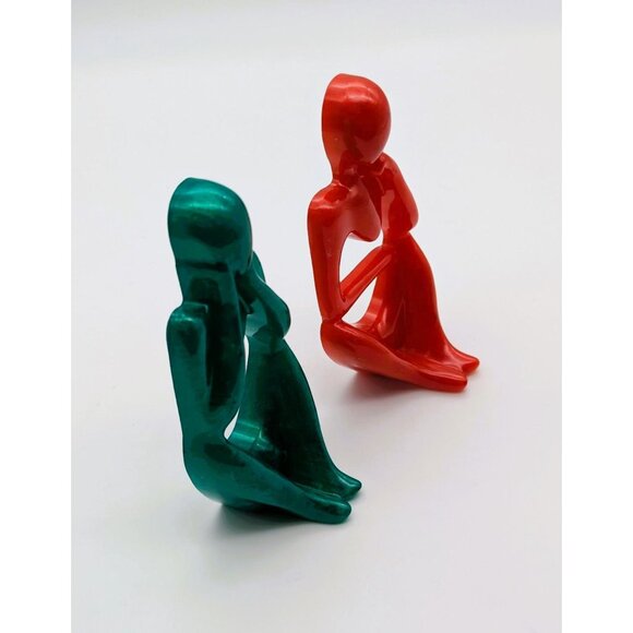 The Thinker Shiny Red & Green Colored Figurines from Resin Handcrafted NEW - Picture 3 of 10